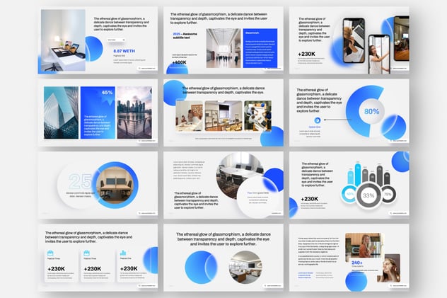 质感玻璃形态商务通用PPT模板 - 顶尖PPT