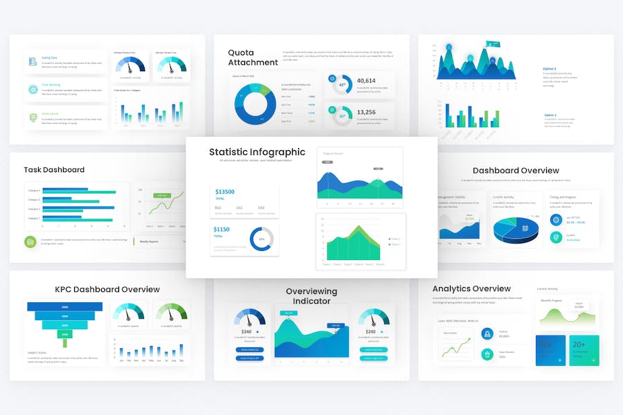 商务数据分析点线数据对比图keynote模板 - 顶尖PPT