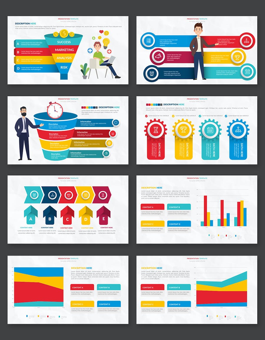 商业概念场景人物插画数据图形keynote模板 - 顶尖PPT