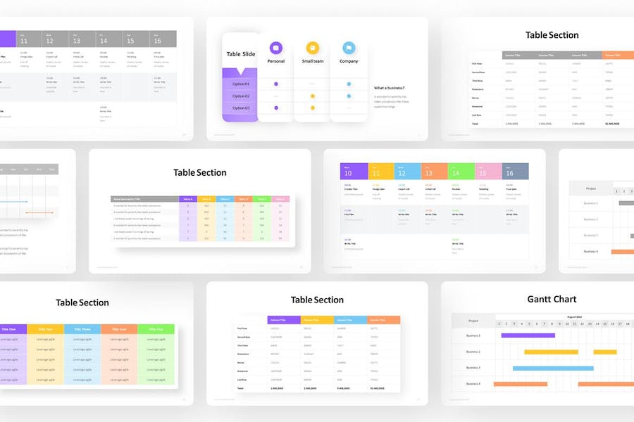彩色表格PPT模板 - 顶尖PPT