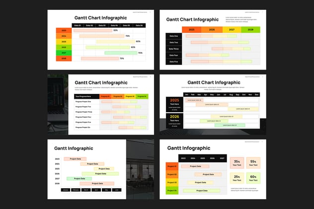 甘特图项目进度管理计划PPT模板 - 顶尖PPT