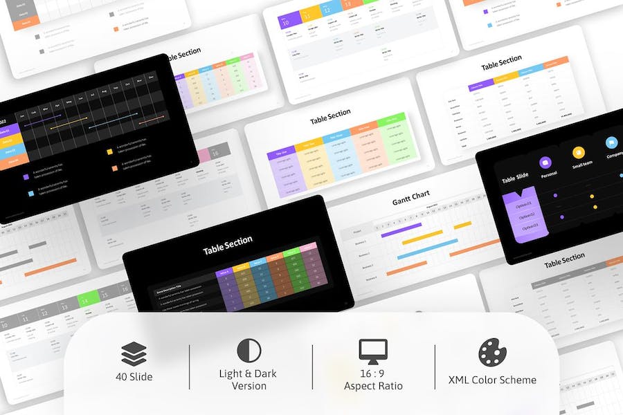 彩色表格PPT模板 - 顶尖PPT