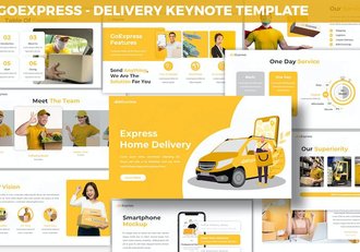 黄色快递物流配送服务Keynote模板 - 顶尖PPT