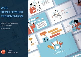 简洁Web开发技术主题矢量插画PPT图解 - 顶尖PPT