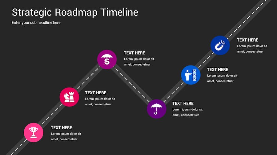 战略规划时间轴图形Keynote模板 - 顶尖PPT