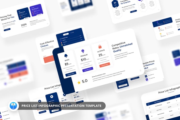 价格表信息图表keynote模板 - 顶尖PPT