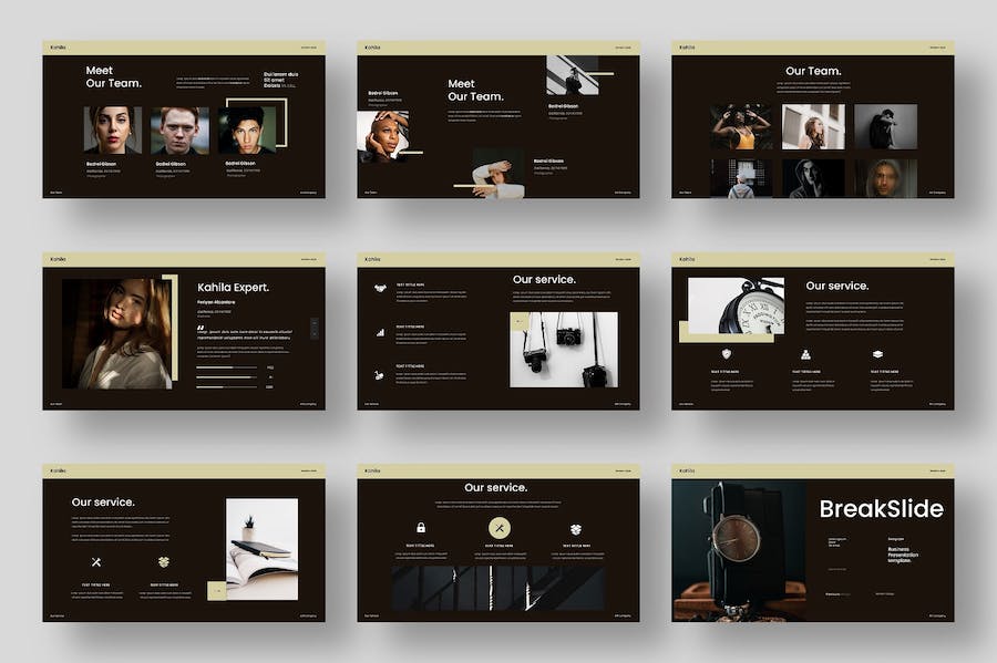 黑金风格欧美设计产品展示商务通用PPT模板 - 顶尖PPT