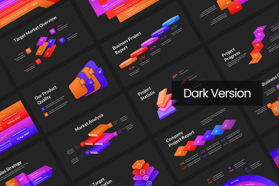 渐变分层信息图形PPT模板 - 顶尖PPT