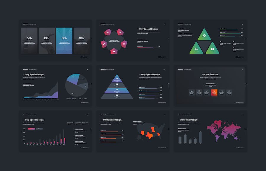 创意作品展示商务图形通用国外PPT模板 - 顶尖PPT
