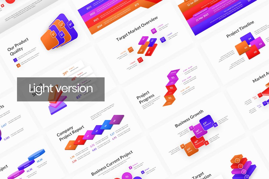 渐变分层信息图形PPT模板 - 顶尖PPT