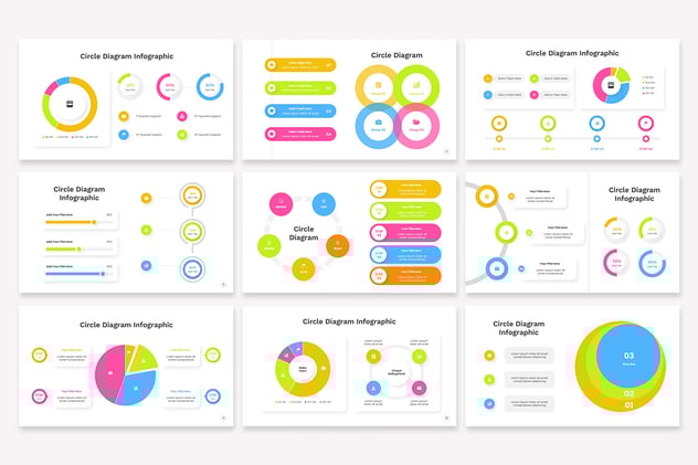 彩色精美设计环形关系步骤图形keynote模板 - 顶尖PPT