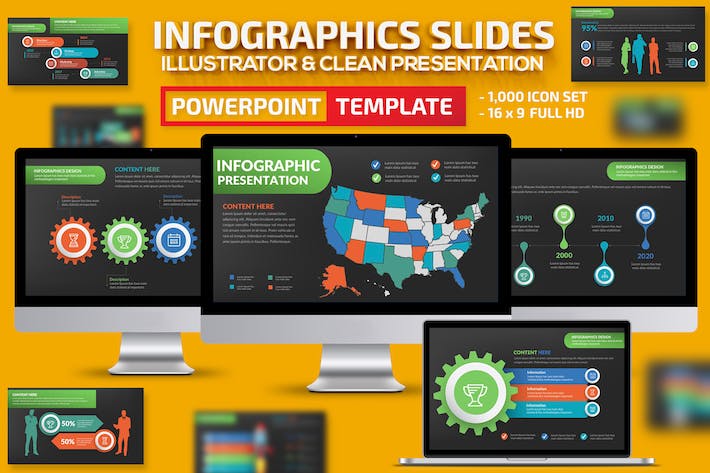 彩色对比要点信息展示PPT图形图表 - 顶尖PPT