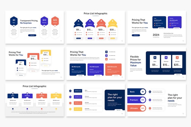 价格表信息图表keynote模板 - 顶尖PPT