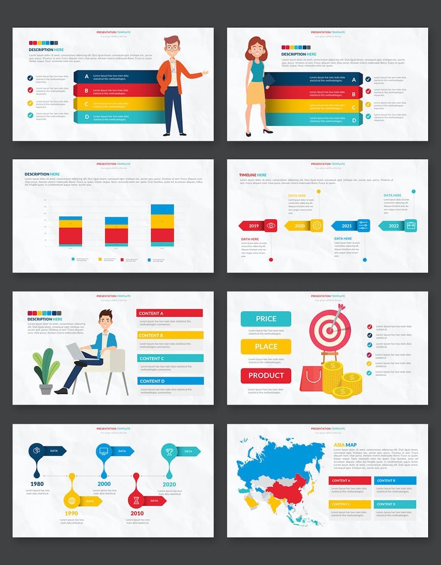 商业概念场景人物插画数据图形keynote模板 - 顶尖PPT