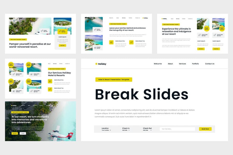 度假酒店预订推广宣传PPT模板 - 顶尖PPT