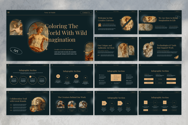 创意与艺术画廊作品展示PPT模板 - 顶尖PPT