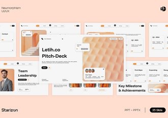 橙白新拟态风格UX/UI主题PPT模板 - 顶尖PPT