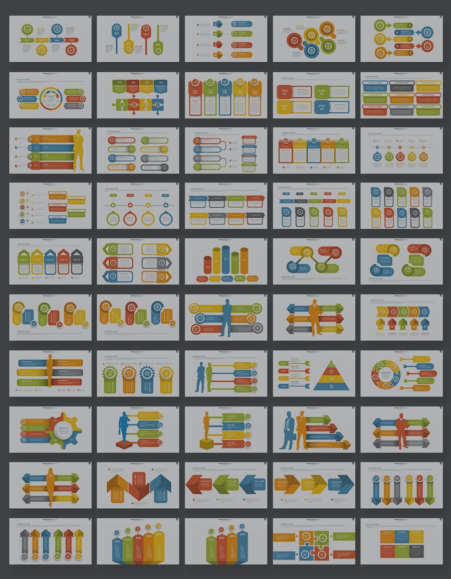 创意卡通人物数据图形版式地图PPT模板 - 顶尖PPT