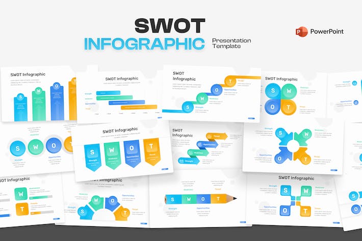 SWOT分析信息图表市场研究PPT模板 - 顶尖PPT