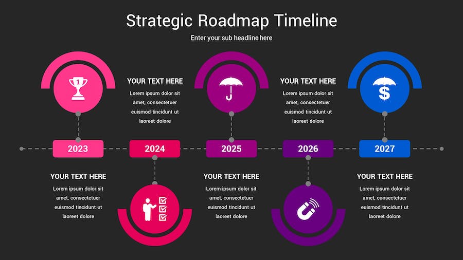 战略规划时间轴图形Keynote模板 - 顶尖PPT