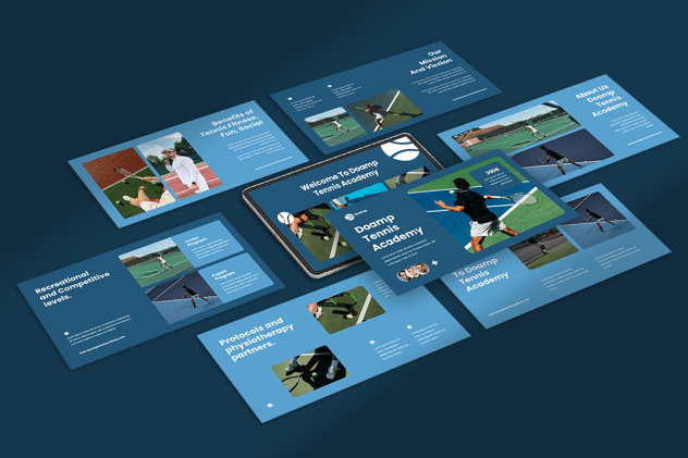 网球学院教学成果展示Keynote演讲模板 - 顶尖PPT