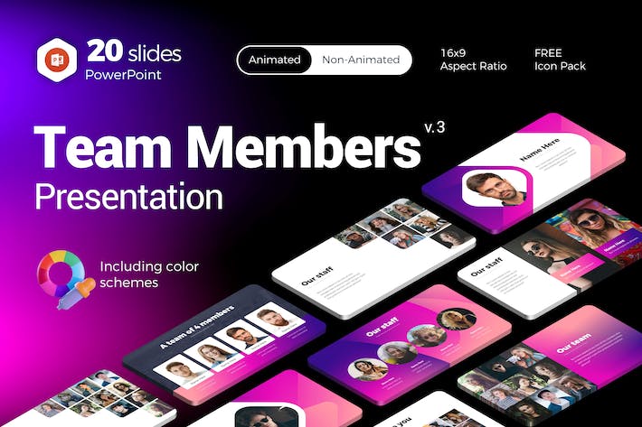 渐变色企业团队成员介绍展示PPT模板 - 顶尖PPT