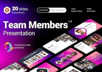 渐变色企业团队成员介绍展示PPT模板 - 顶尖PPT