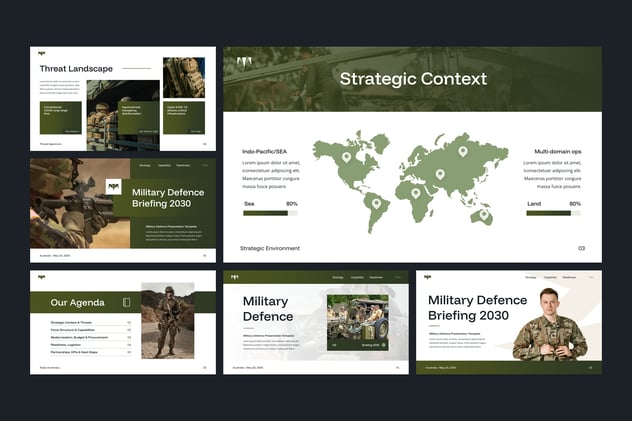 军事国防安全战略简报PPT模板 - 顶尖PPT