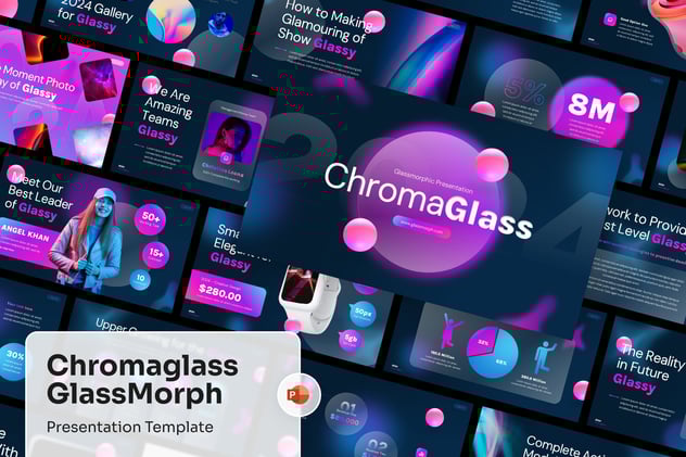 虚化背景玻璃形态高级感PPT模板 - 顶尖PPT