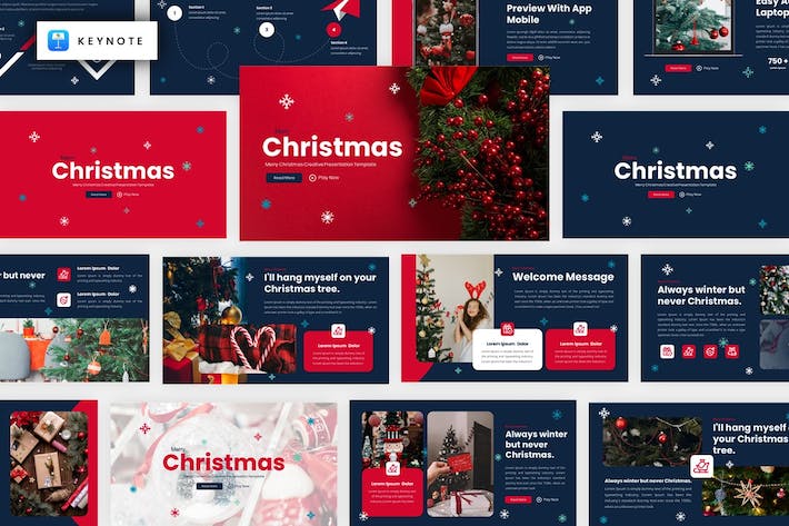 圣诞快乐圣诞派对圣诞节活动keynote模板 - 顶尖PPT