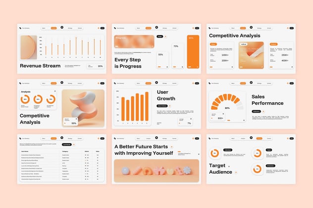 橙白新拟态风格UX/UI主题PPT模板 - 顶尖PPT