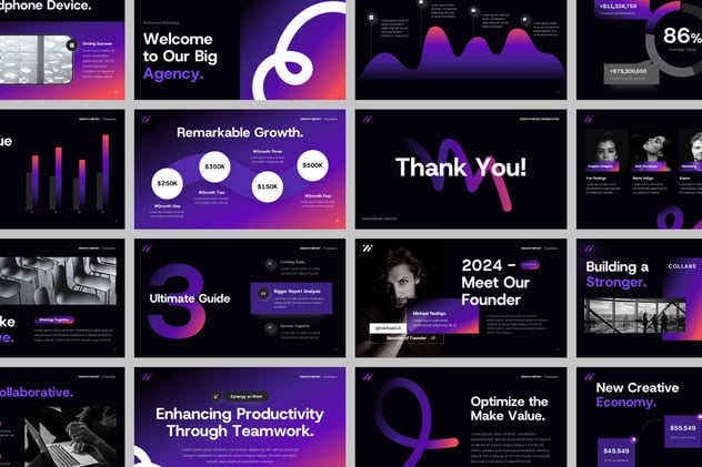 业绩增长数据统计报告PPT模板 - 顶尖PPT