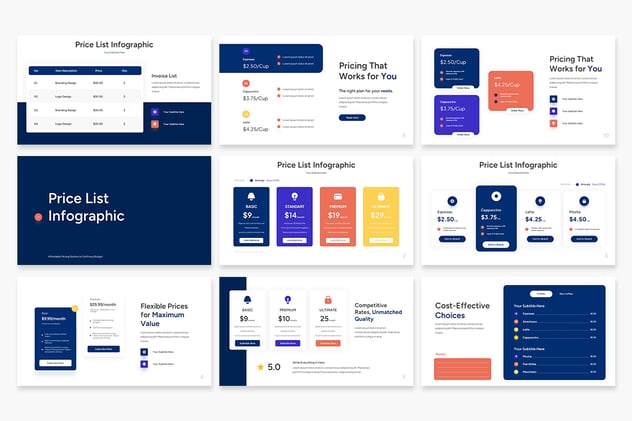 价格表信息图表keynote模板 - 顶尖PPT