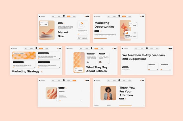 橙白新拟态风格UX/UI主题PPT模板 - 顶尖PPT