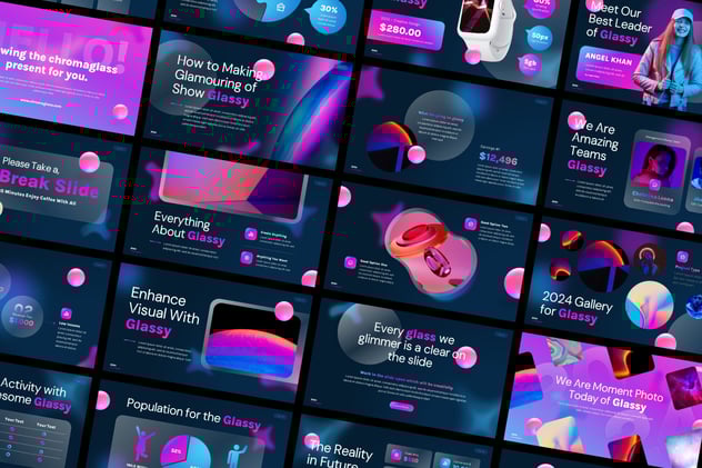 虚化背景玻璃形态高级感PPT模板 - 顶尖PPT