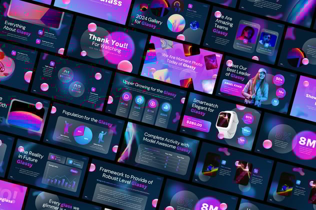 虚化背景玻璃形态高级感PPT模板 - 顶尖PPT