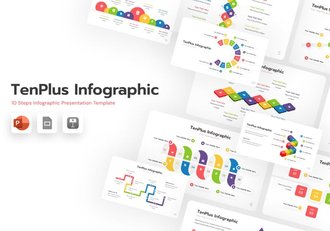 10步骤业务流程图信息图形可视化展示PPT模板 - 顶尖PPT
