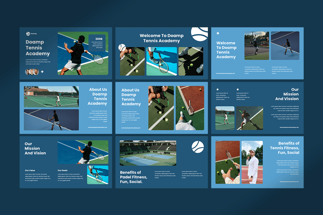 网球学院教学成果展示Keynote演讲模板 - 顶尖PPT