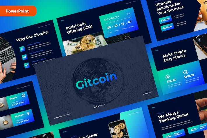 区块链数字货币行业方案PPT模板 - 顶尖PPT