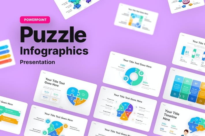 彩色积木拼图信息图形PPT模板 - 顶尖PPT