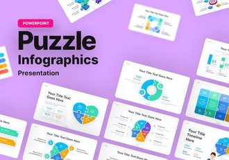 彩色积木拼图信息图形PPT模板 - 顶尖PPT