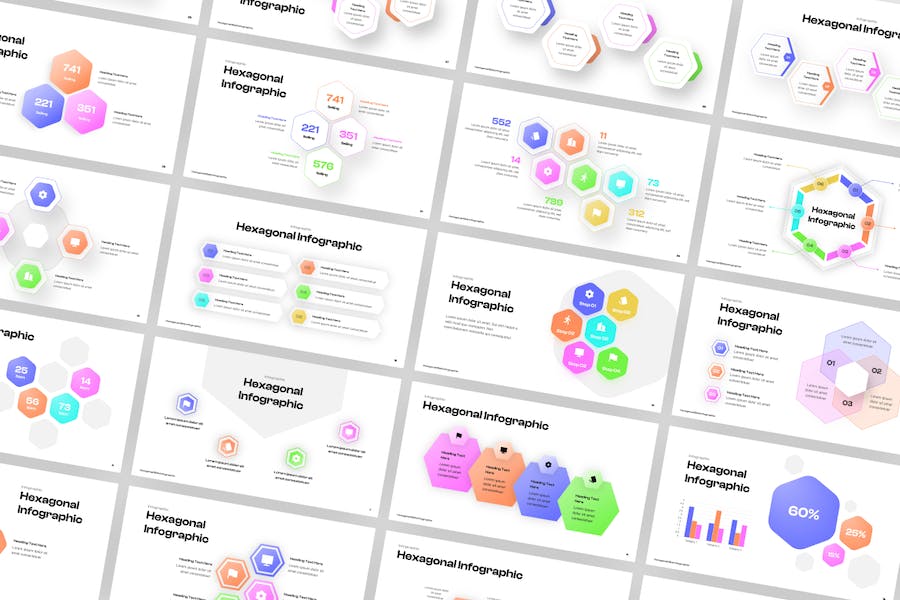 六边形信息图表数据展示PPT模板 - 顶尖PPT
