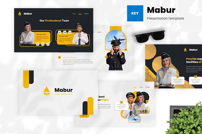 航空公司运营服务介绍Keynote模板 - 顶尖PPT