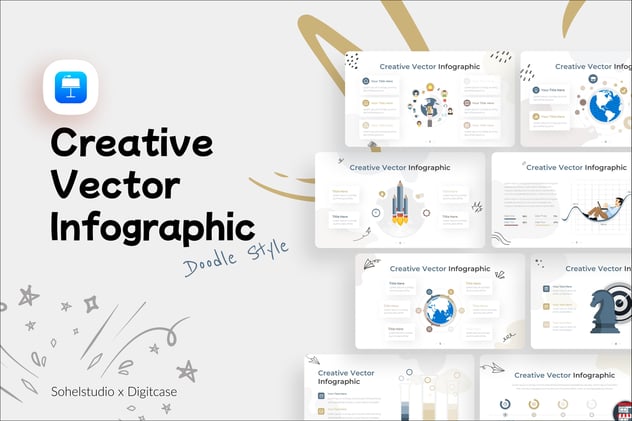 创意载体信息图形涂鸦风格keynote模板 - 顶尖PPT