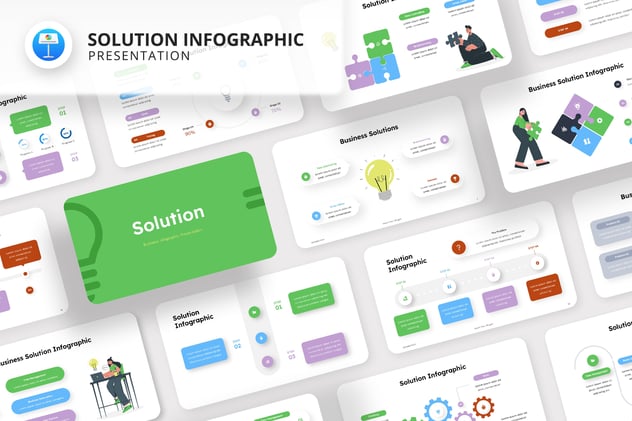 解决方案信息图表keynote模板 - 顶尖PPT