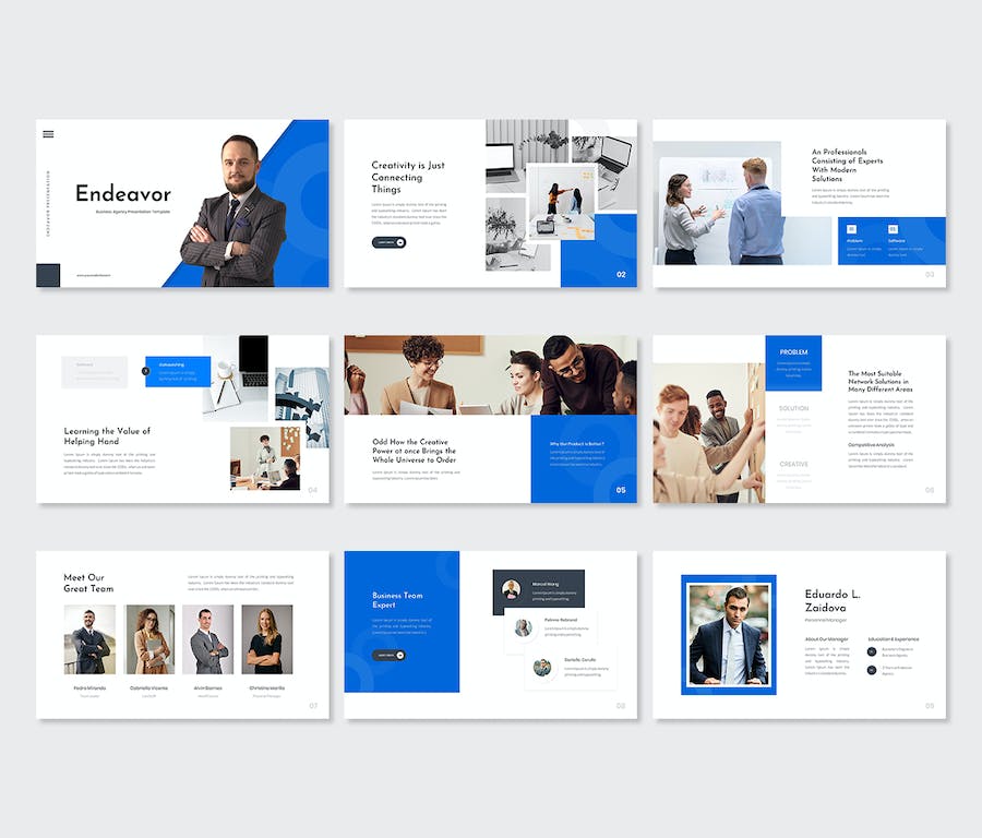 蓝色专业商务代理机构PPT模板 - 顶尖PPT