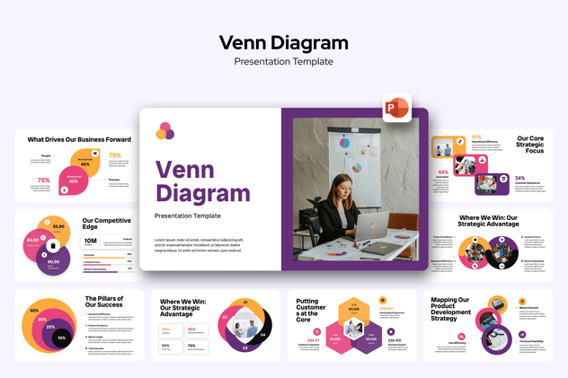 维恩图数据分析对比展示PPT模板 Retry - 顶尖PPT