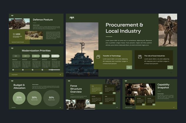 军事国防安全战略简报PPT模板 - 顶尖PPT