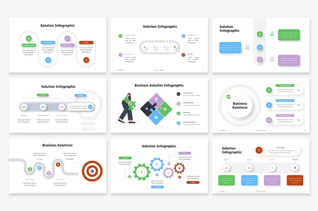 解决方案信息图表keynote模板 - 顶尖PPT