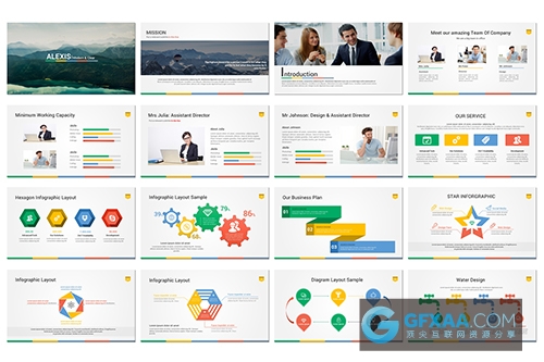 123页精美图形图表彩色PPT模板 - 顶尖PPT